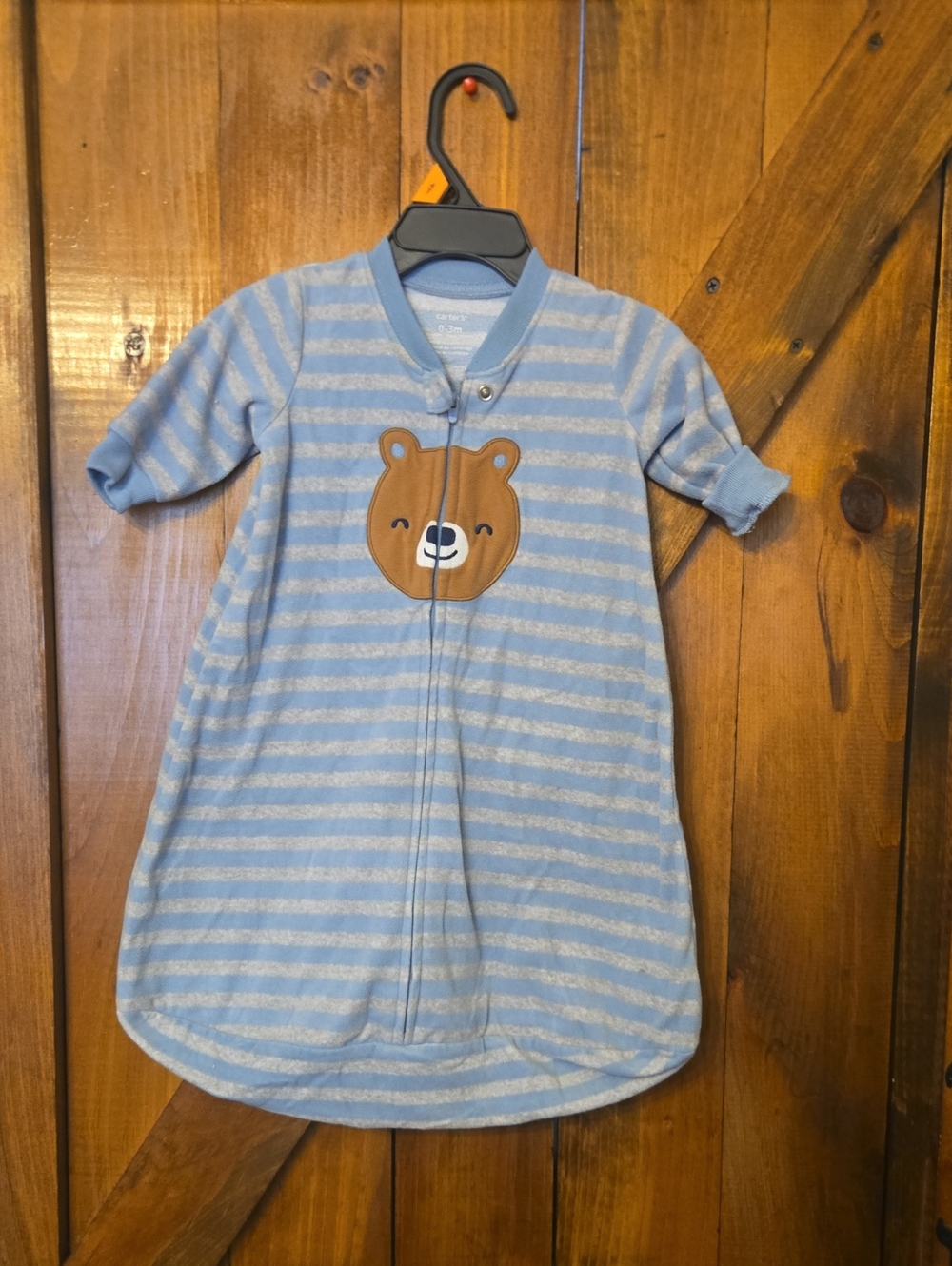 Carter's Light Blue & Cream Striped Bear Sleep Sack